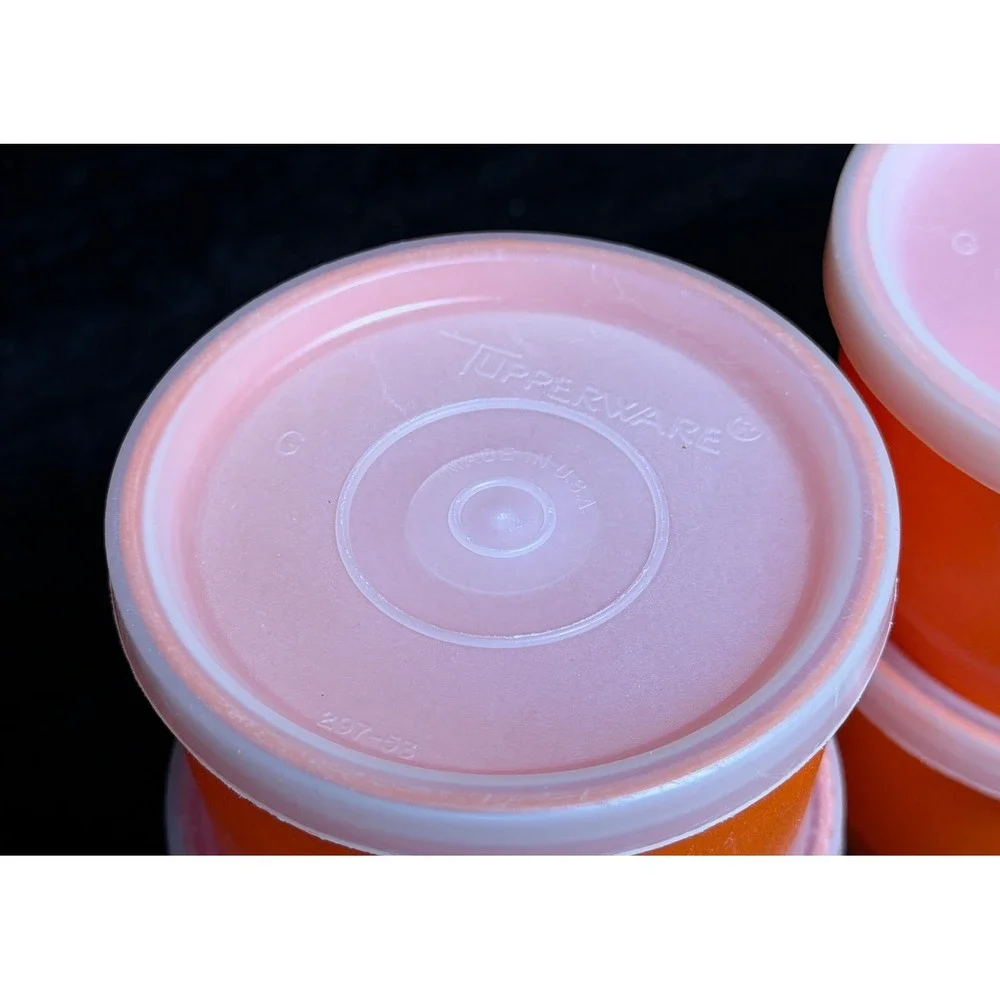 Vintage Tupperware: Orange Midgets 2oz Containers with Lids, Set of 4, 1229 297